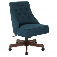 OSP Home Furnishings BP-REBEX-K14 Rebecca Tufted Back Office Chair in Klein Azure Fabric with Nailheads with Coffee Base